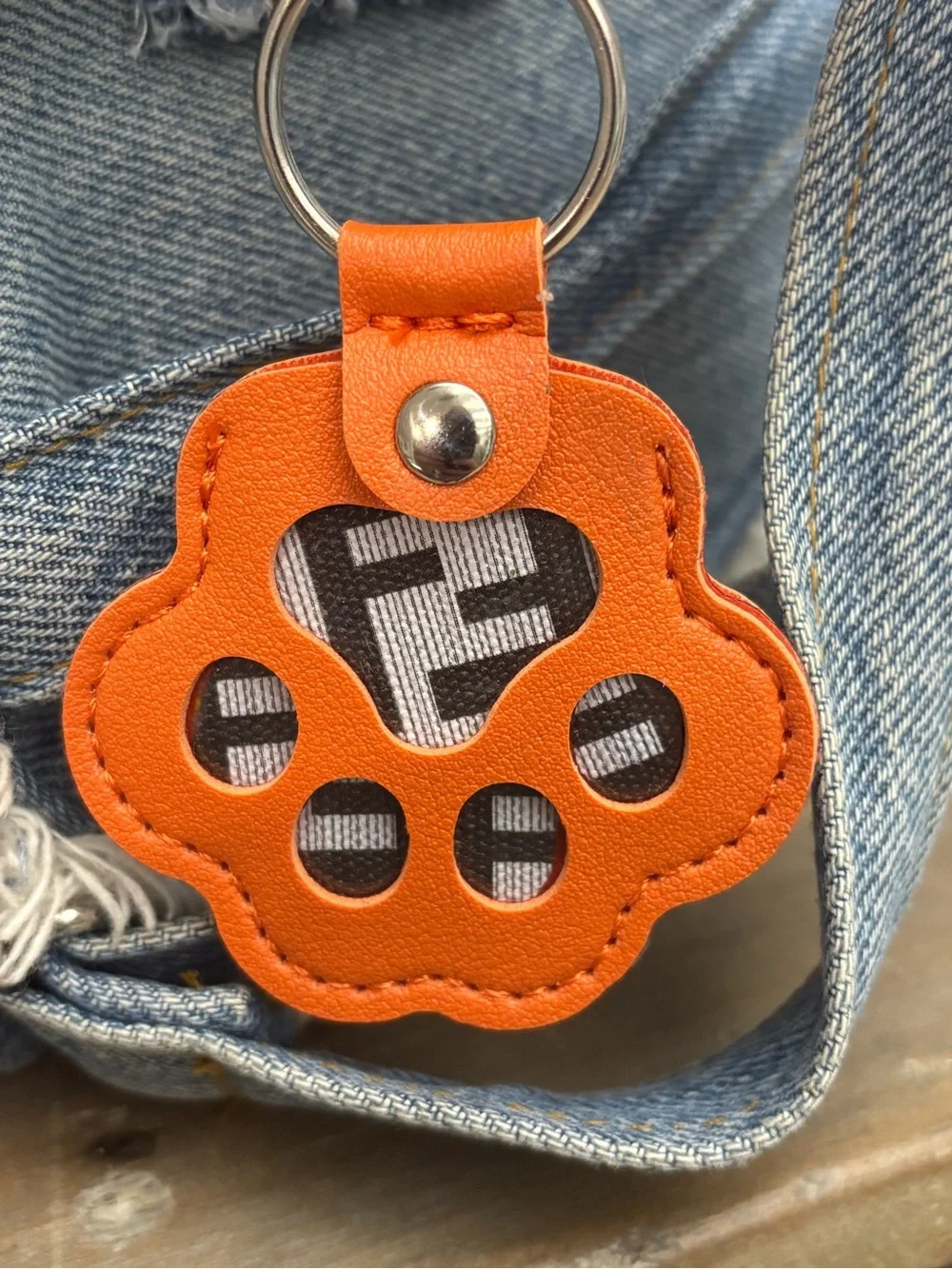 Fendi Orange Dog Paw Bag Charm, 5 inches